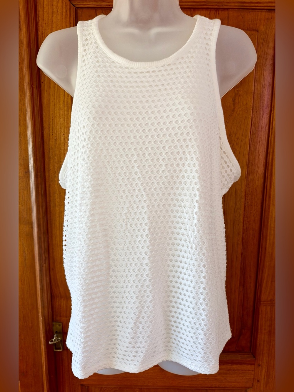 bobeau White Crochet lined Tank Top
